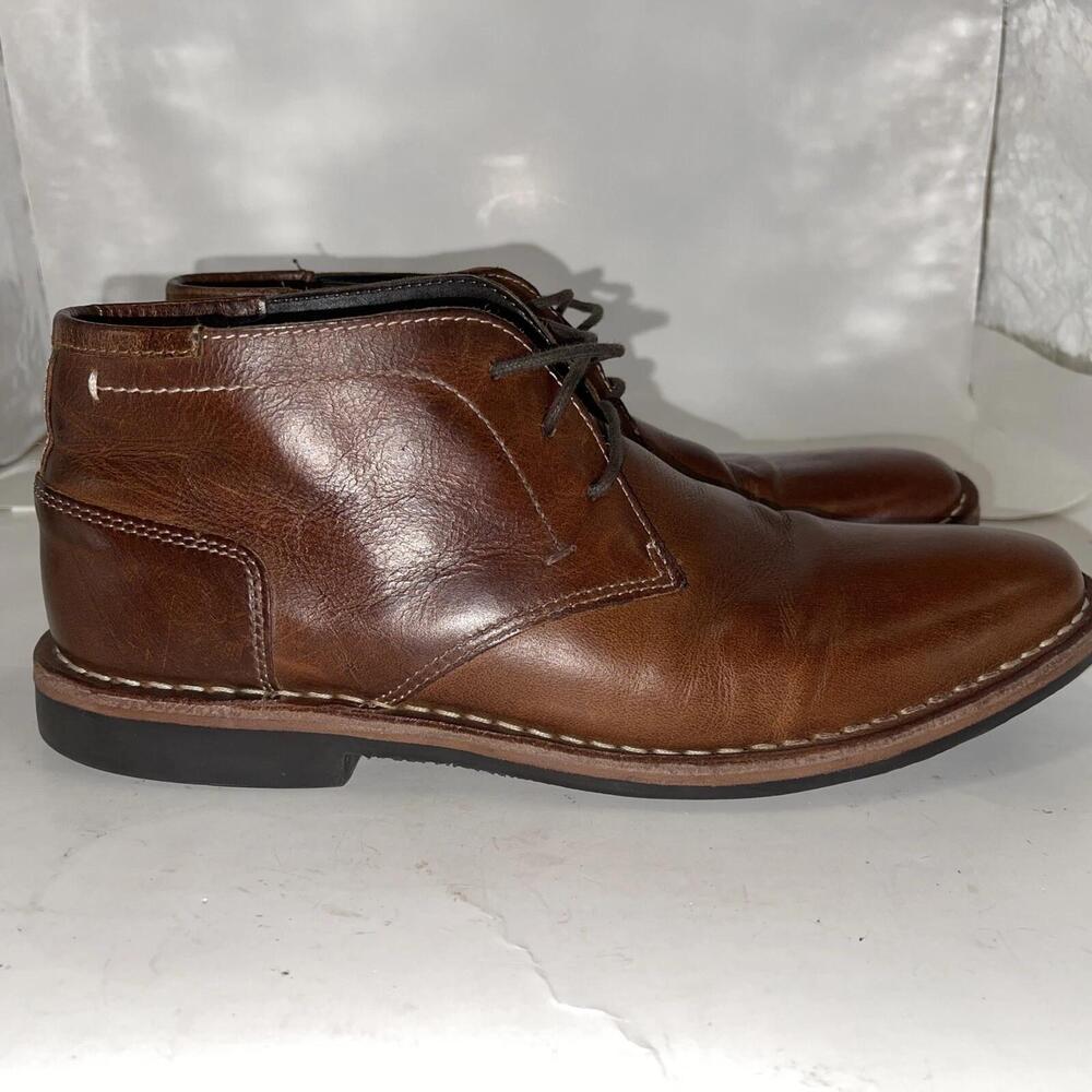 Steve Madden Chukka Boots Mens Size 8 Brown Leather Lace Up Casual P-IVON 982